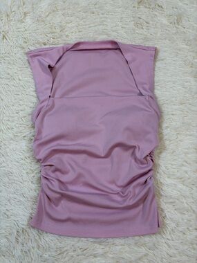 SHEIN Ribbed Square-Neck Tank Top - Dusty Pink